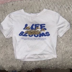 life blooms graphic baby doll crop top